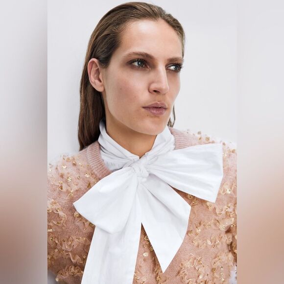 ZARA Pink Ruffled Glitter Sweater - S - Picture 5 of 8